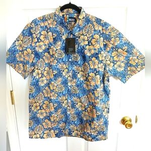 NWT MICROS Short Sleeve Mens Button Front Shirt XL Tropical Cruise Resort Beach